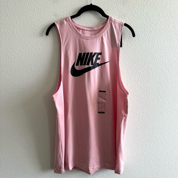 NWT Nike Sportswear Standard Fit Sleeveless Muscle Tank Top Pink Glaze Black - Picture 4 of 10